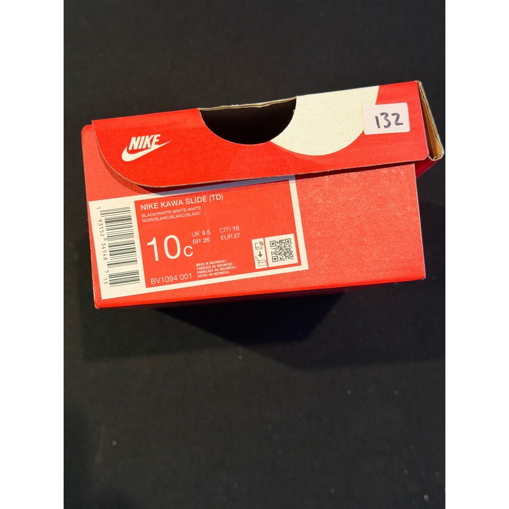 Nike Kawa Slide TD Toddler Black White Sandals BV1094-001 Size 10C